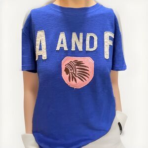 Abercrombie & Fitch Tshirt A&F A AND F Indian Logo Graphic Tee Blue Pink NWT